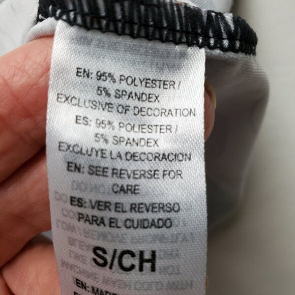 REEBOK Racerback Longline Black Grey White Abstract Print Tank Top Sz S - Picture 7 of 12